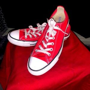 Grey and red converse
